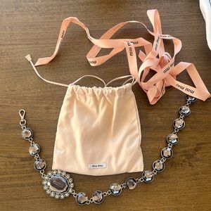 Authentic Miu Miu jeweled purse strap or necklace with original dust bag